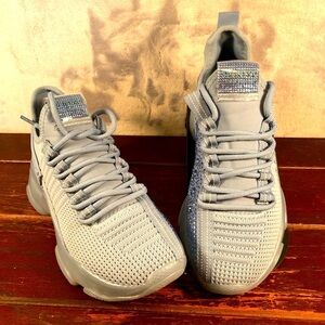 Steve Madden Women's Maxima Rhinestone-Trim Trainer Sneakers Blue Size 6